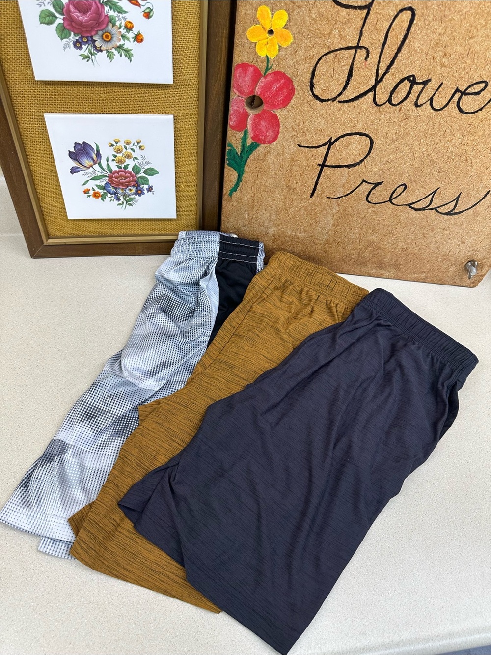 Boys' Athletic Shorts Bottoms - Gray, Brown, Black -3 Piece Bundle Size XL